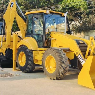 74.6kW JCB 4CX 사용중인 로더 노란색 4378kg 리프트 중고용 배크호 로더 바퀴 이동